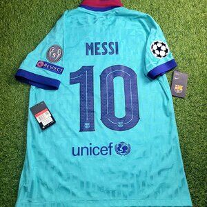 Messi Barcelona 2019 2020 UEFA PLAYER ISSUE Third Soccer Jersey Shirt BNWT L